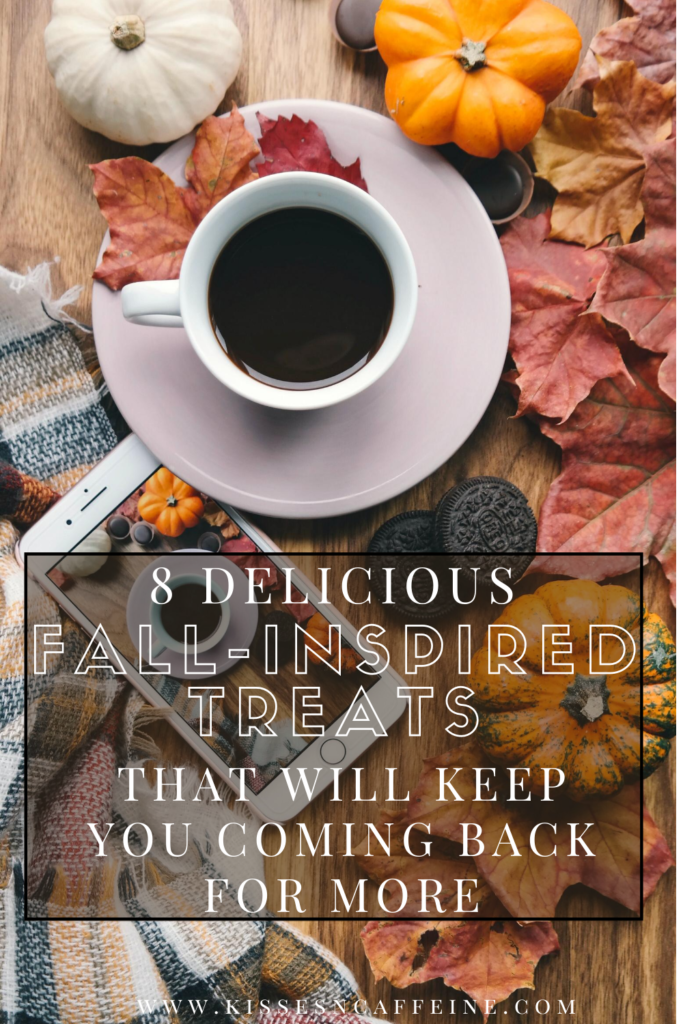 Coffee cup with crunchy leaves and white lettering